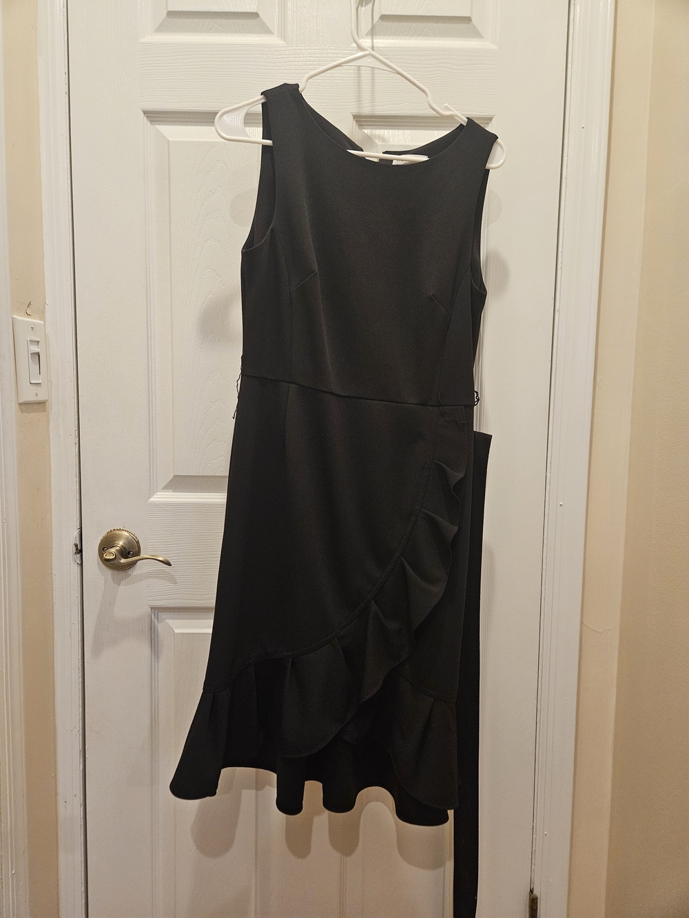 Calvin Klein Black Sleeveless Midi Dress with Ruffle Detail